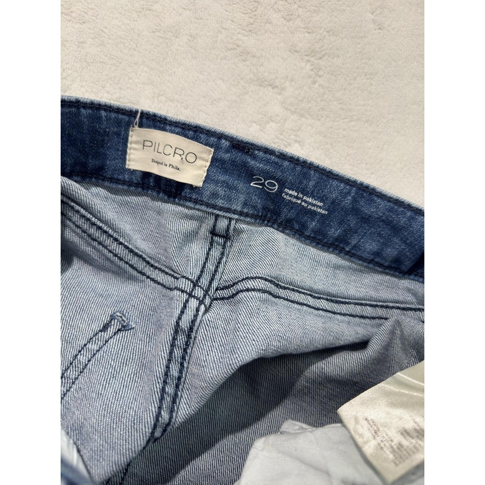 Pilcro Jeans Womens 29 Blue Med Wash Wide Leg Cropped Relaxed Denim 28 Inseam - Picture 6 of 8